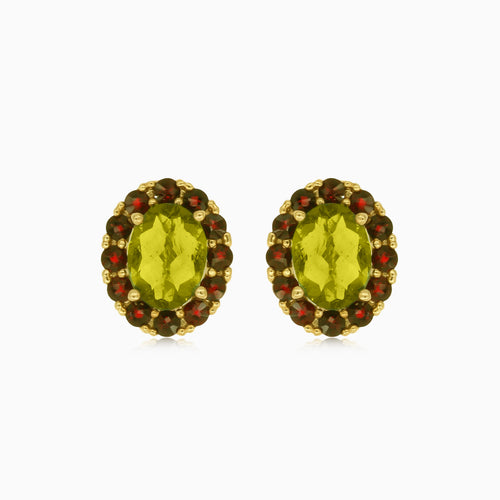 Náušnice z vltavínu a granátu Royal Treasures