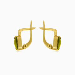 Luminiscenční obdélníkové náušnice ze zlata a vltavínu