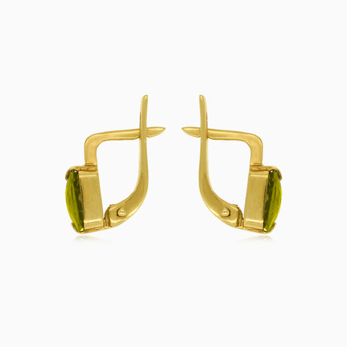 Luminiscenční obdélníkové náušnice ze zlata a vltavínu