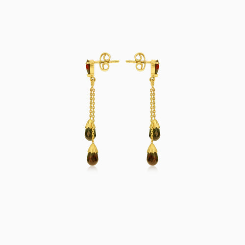 Náušnice s granátem v hruškovém brusu