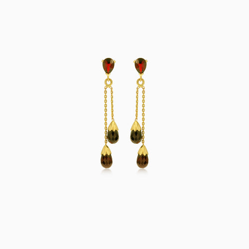 Náušnice s granátem v hruškovém brusu