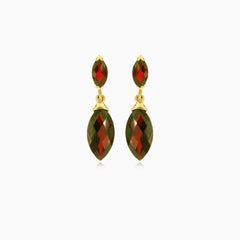 Elegance in gold marquise garnet drops