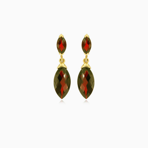 Élégance en gouttes de grenat marquise en or