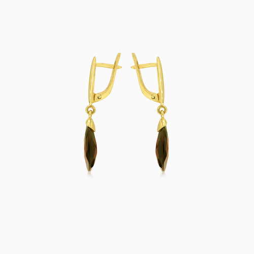 Boucles d’oreilles pendantes élégantes avec grenat taille poire