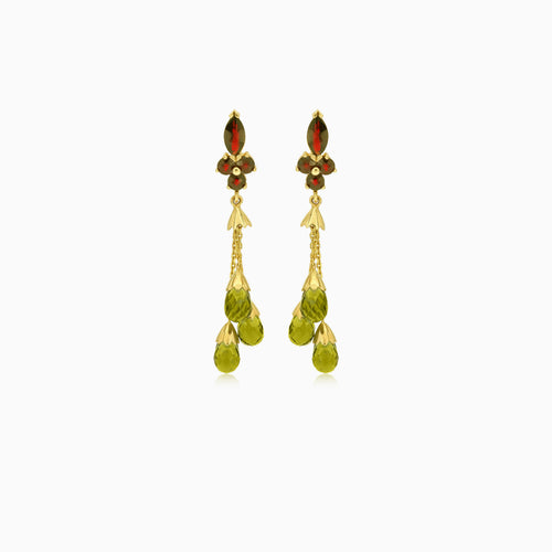 Náušnice z granátu a trojitého vltavínu