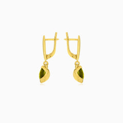 Boucles d’oreilles en or trilliant en moldavite