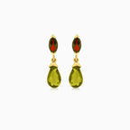 Elegantes pendientes colgantes de moldavita y granate