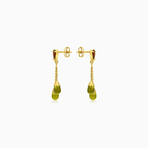 Náušnice s granátem a dvojitým vltavínem