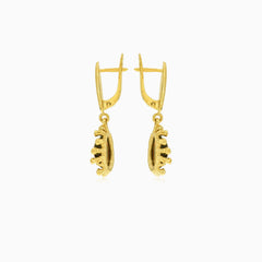 Garnet oval fine step-cut gold earrings