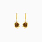 Garnet oval fine step-cut gold earrings