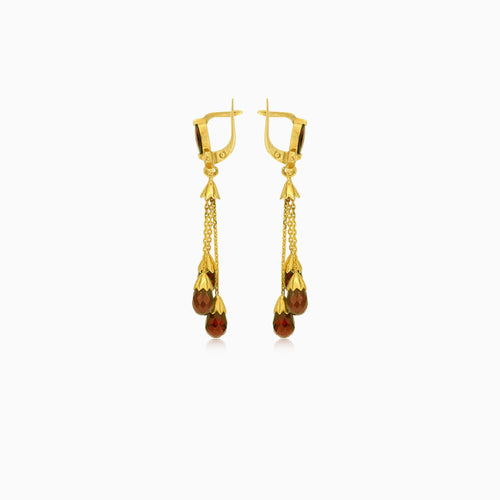 Náušnice s granátovým markýzem a hruškovým brusem