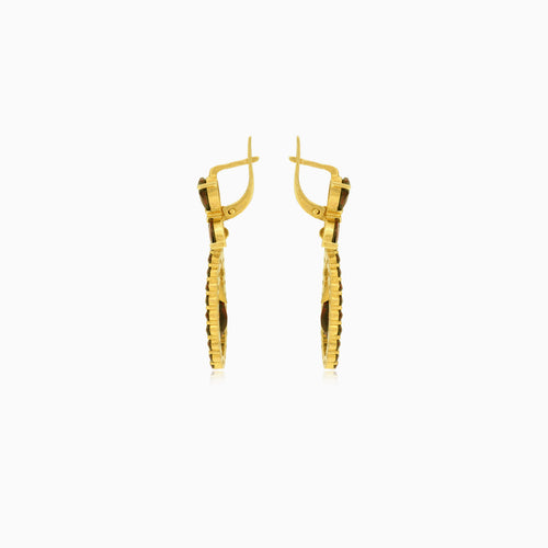 Elegant style  14kt gold garnet dangling earrings