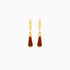 Boucles d’oreilles pendantes élégantes en or 14 carats avec grenat