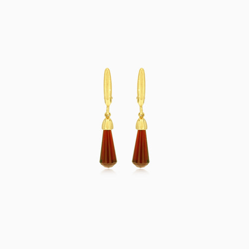 Boucles d’oreilles pendantes élégantes en or 14 carats avec grenat