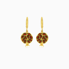 Pomegranate yellow gold and garnet  earrings