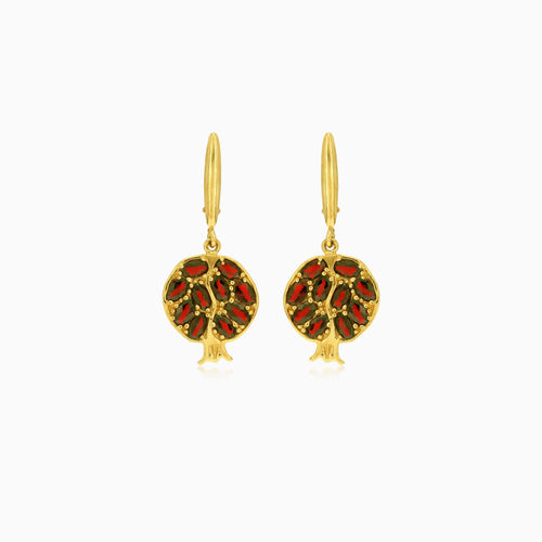 Pomegranate yellow gold and garnet  earrings