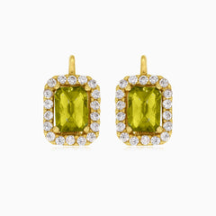 Strahlende königliche Tropfen mit Moldavit und Zirkonia