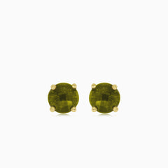 Elegant moldavite and gold stud earrings