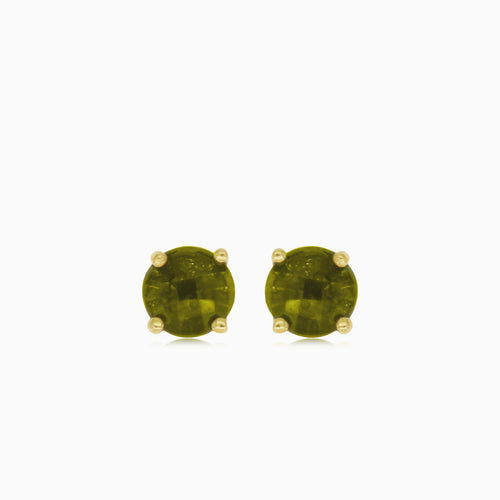 Elegant moldavite and gold stud earrings