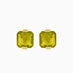 Graceful 14kt gold earrings with moldavite