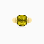 Bague unisexe en moldavite taillée coussin