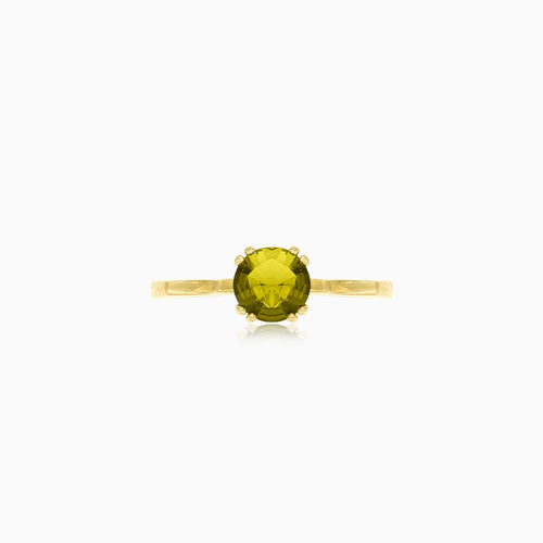 14kt gold round cut moldavite elegance