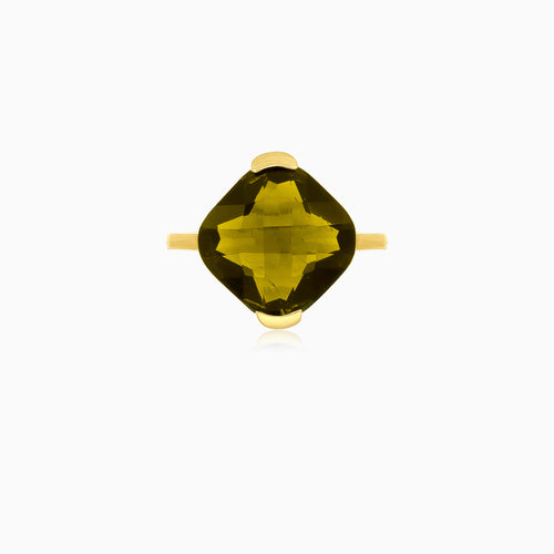 Cushion cut modavite gold ring