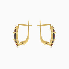 Dámské zlaté náušnice Granátová harmonie