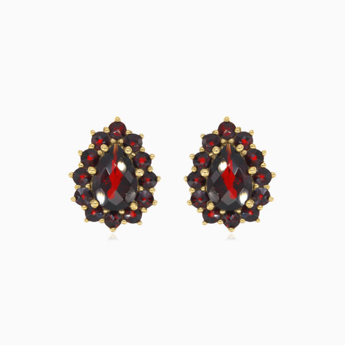 Oslnivé duo náušnic s hruškovitým  a kulatým granátem