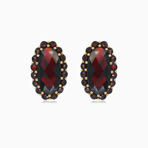 Elegant oval and round garnet earrings