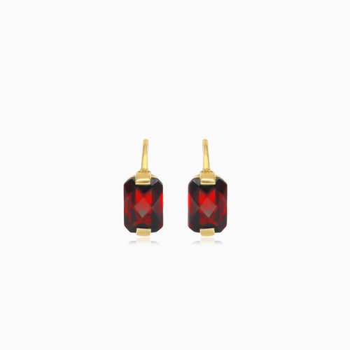 Boucles d'oreilles pendantes en grenat, or 14 carats, avec réglage barrette.