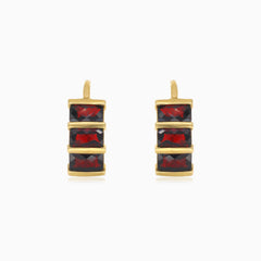 Boucles d'oreilles barres en or 14 carats, trilogie éclatante