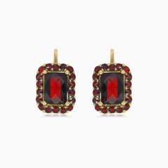 Harmony of shapes gold garnet earrings