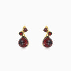 Zlaté náušnice s kulatými granáty