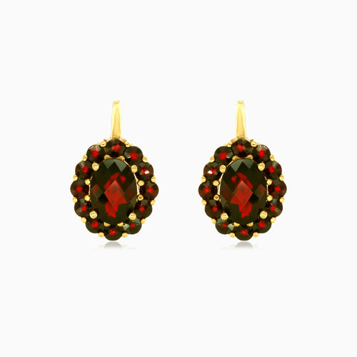 Anmutige Tanz-Granat 14kt Gold Tropfenohrringe