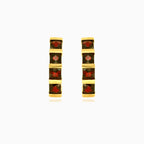 Zlaté náušnice s čtvercovými granáty