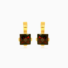 Zlaté náušnice s granátem s princess brusem