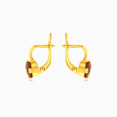 Zlaté náušnice s granátem s princess brusem