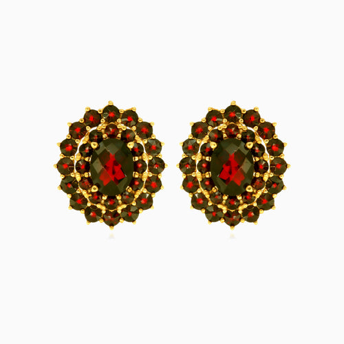 Regal 14kt gold garnet drop earrings