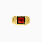 Elegant male princess cut garnet ring