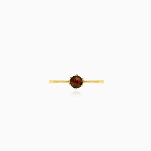 Runder Granat-Ring mit Gold-Krappenfassung