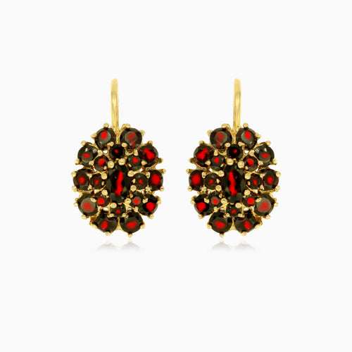 Boucles d’oreilles pendantes en grenat avec fermoir à levier