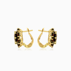 Náušnice z 14kt zlata s granátovým květem