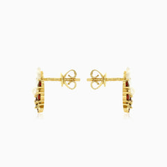 Boucles d’oreilles rondes en grenat avec perle