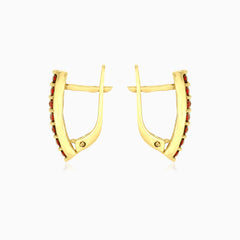 Zlaté 14kt granátové naušnice  se západky