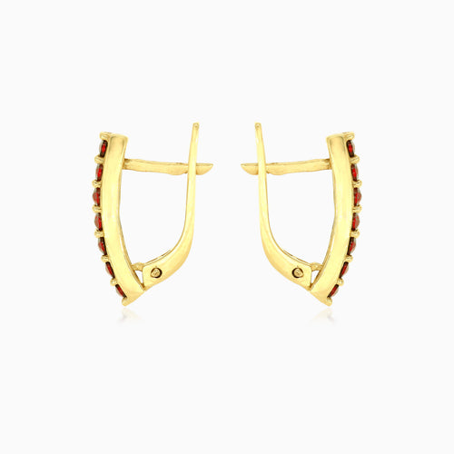 Zlaté 14kt granátové naušnice  se západky