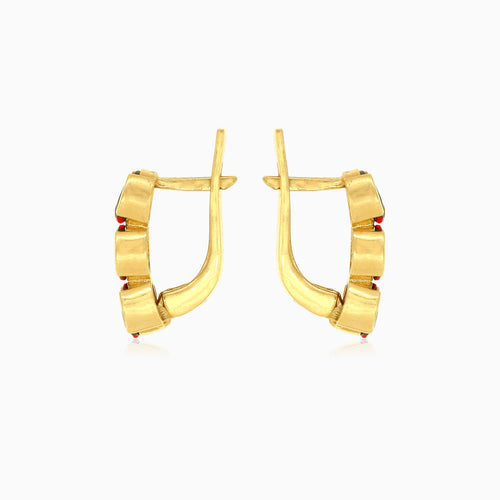 Granátové náušnice s oválným krokovým brusem zlaté