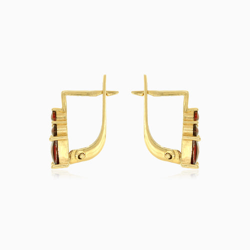 Boucles d’oreilles pendantes grenat à tailles mixtes