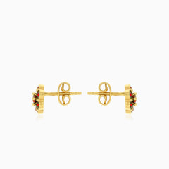 Garnet flower stud earrings