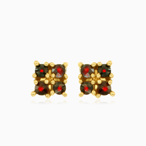 Elegant garnet square earrings